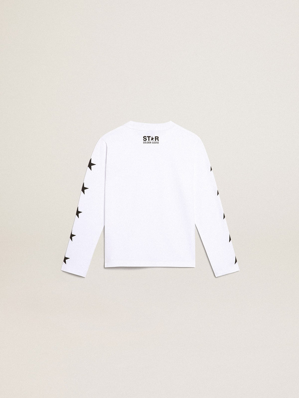 White long-sleeved T-shirt with contrasting black stars