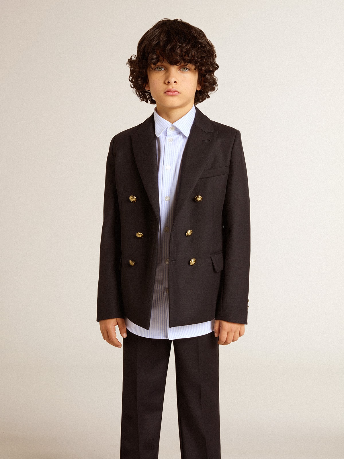 Boys' dark blue double-breasted blazer