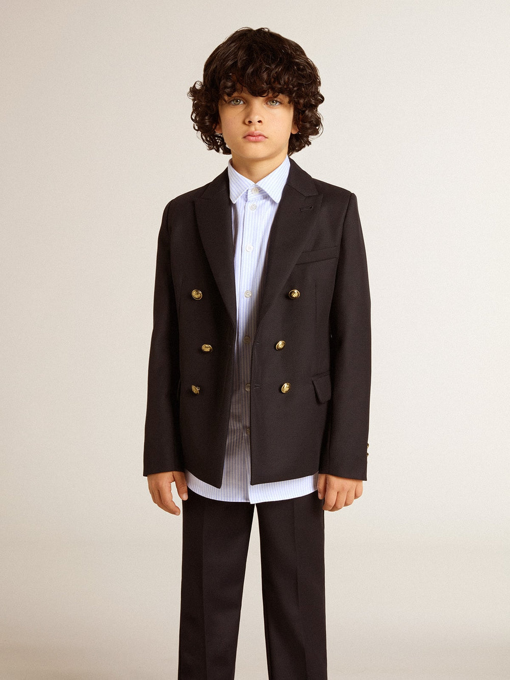 Boys' dark blue double-breasted blazer