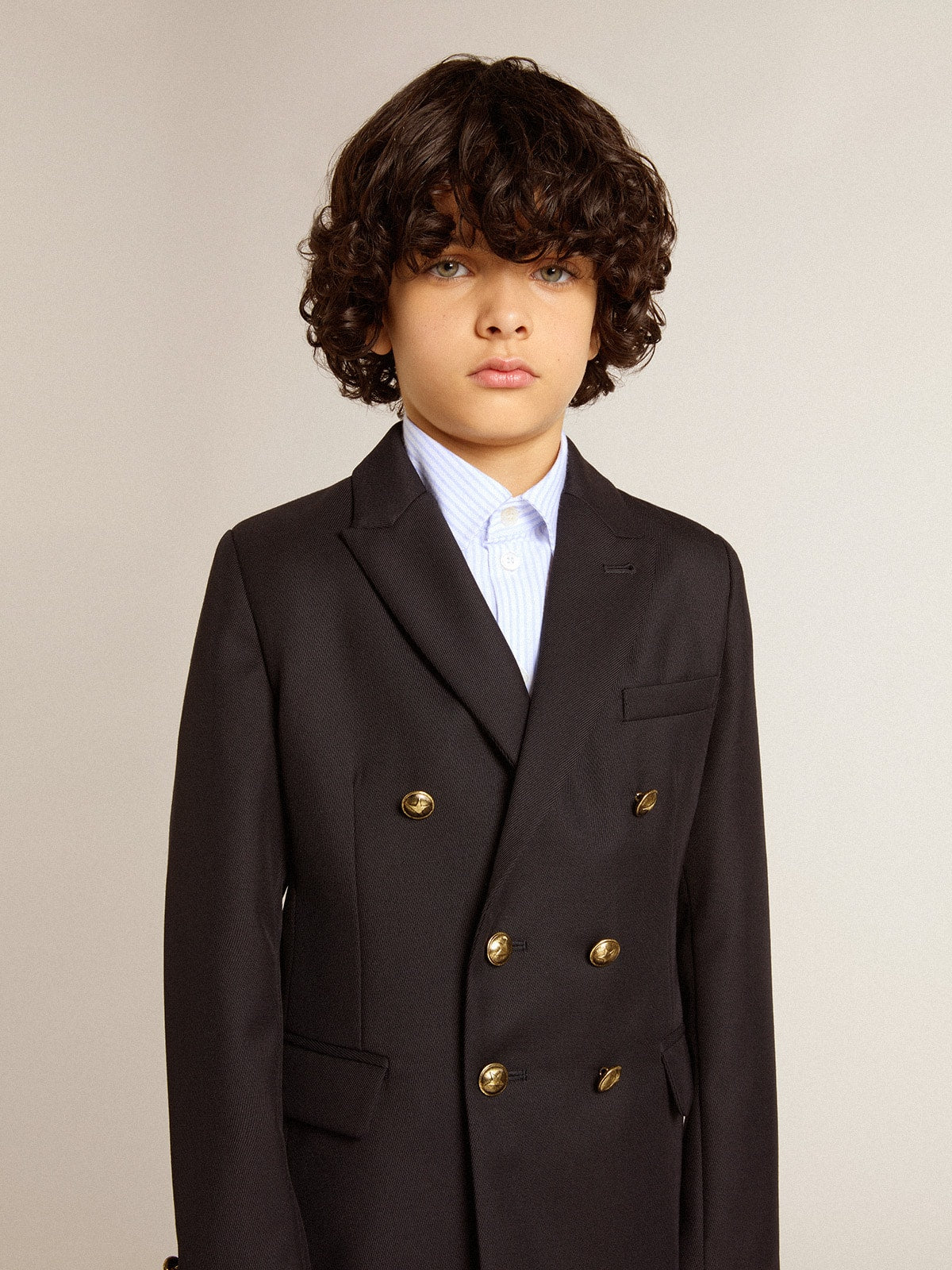 Boys' dark blue double-breasted blazer