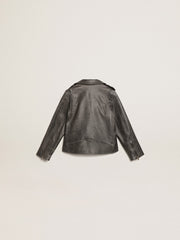 Boys’ biker jacket in distressed leather