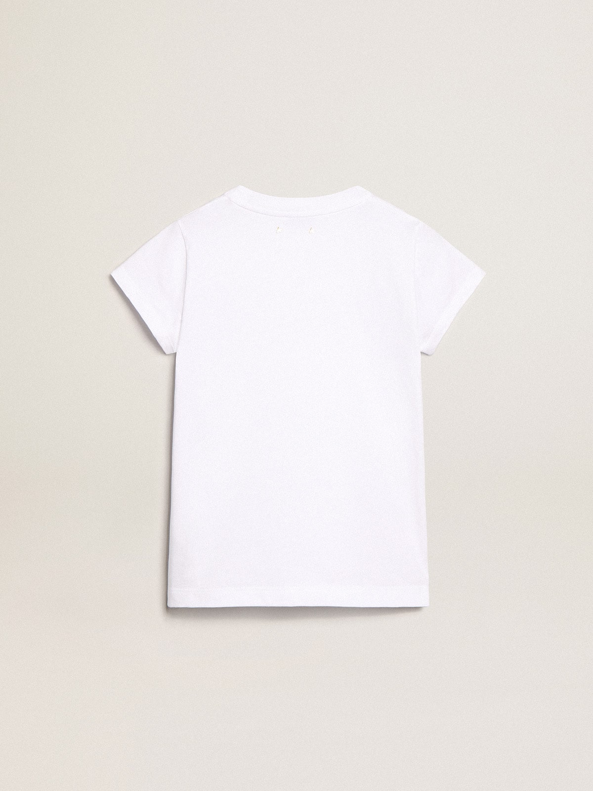 White T-shirt with central Golden lettering in crystals