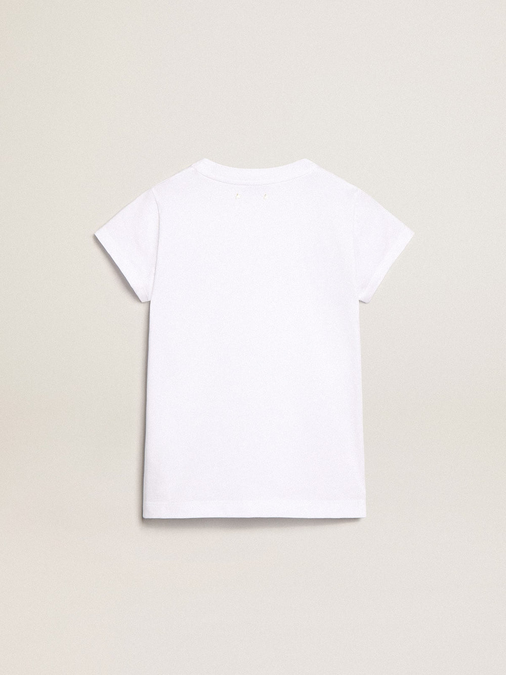 White T-shirt with central Golden lettering in crystals