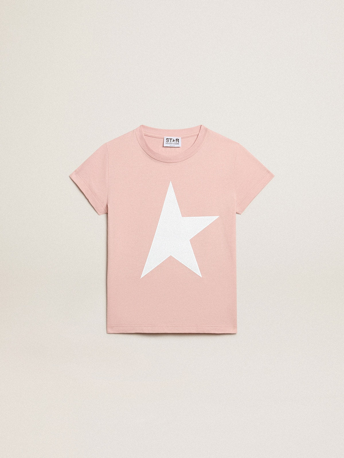 Girls’ pink T-shirt with white logo and maxi star