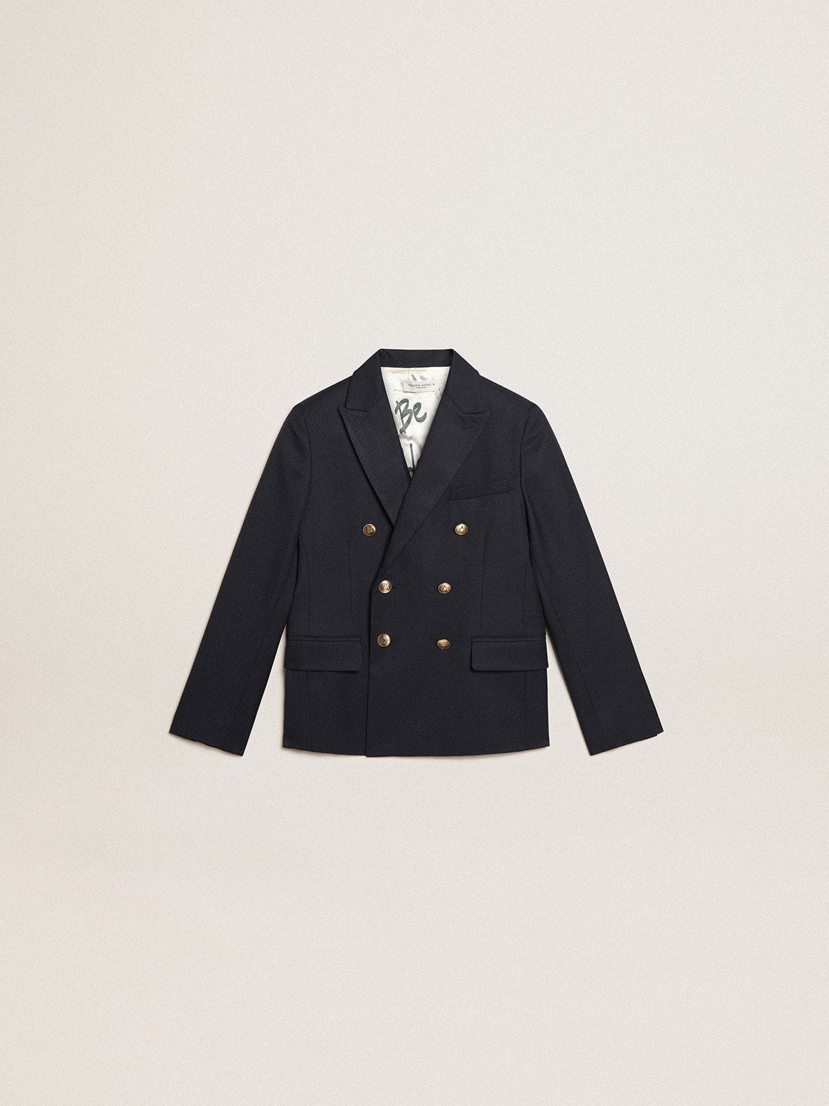 Boys’ dark blue double-breasted buttoned blazer