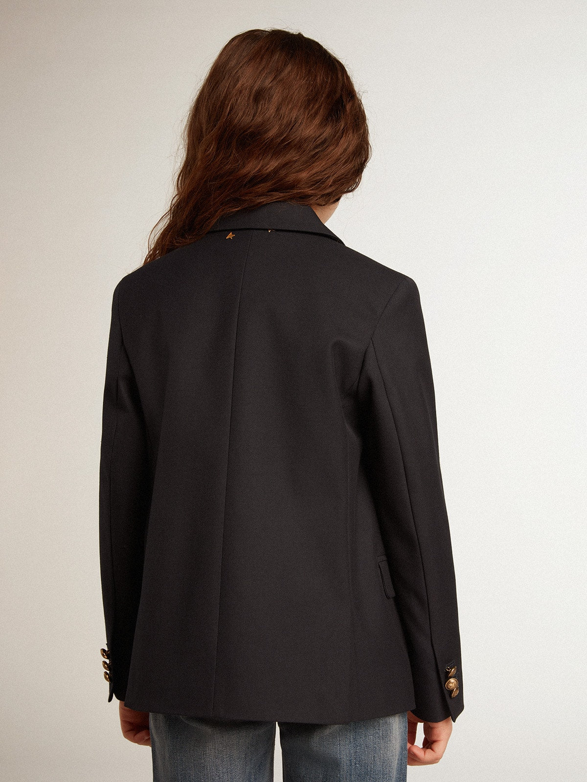 Boys’ dark blue double-breasted buttoned blazer