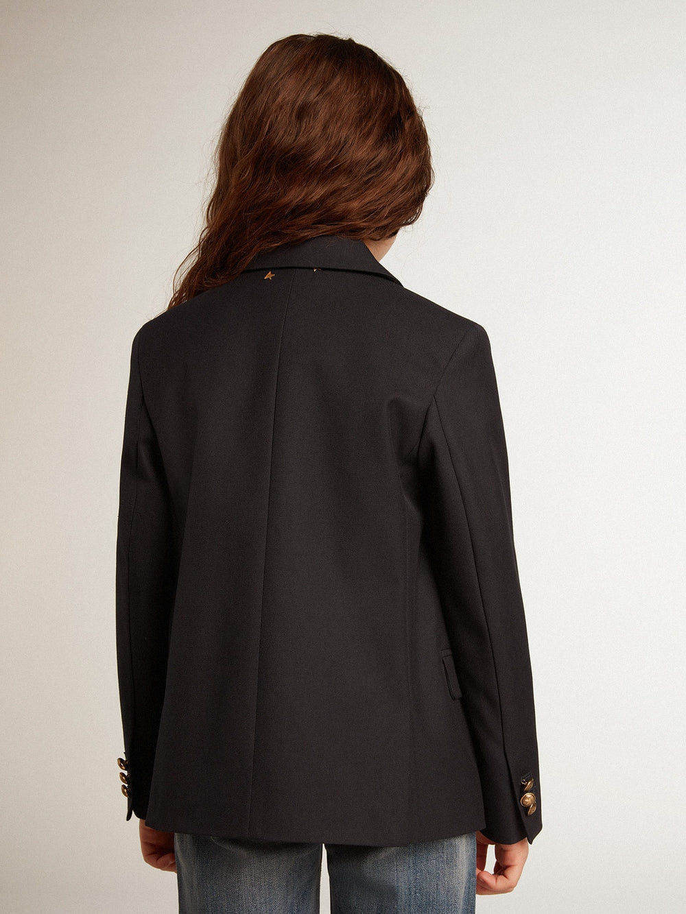 Boys’ dark blue double-breasted buttoned blazer