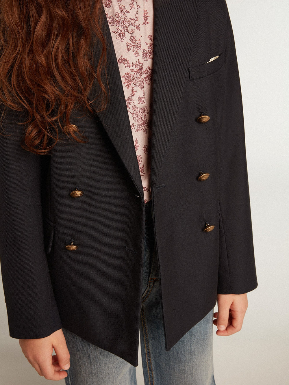 Boys’ dark blue double-breasted buttoned blazer