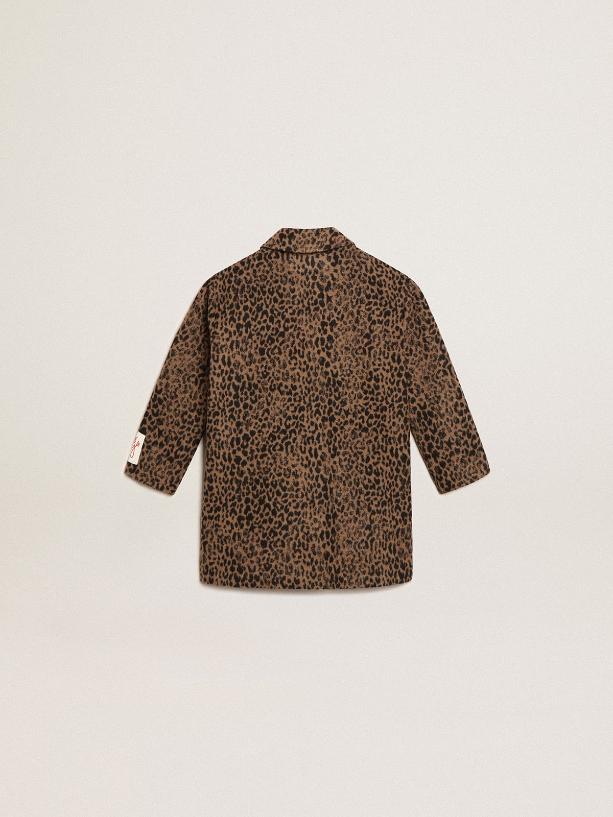 Girls’ single-breasted coat in wool with jacquard animal print