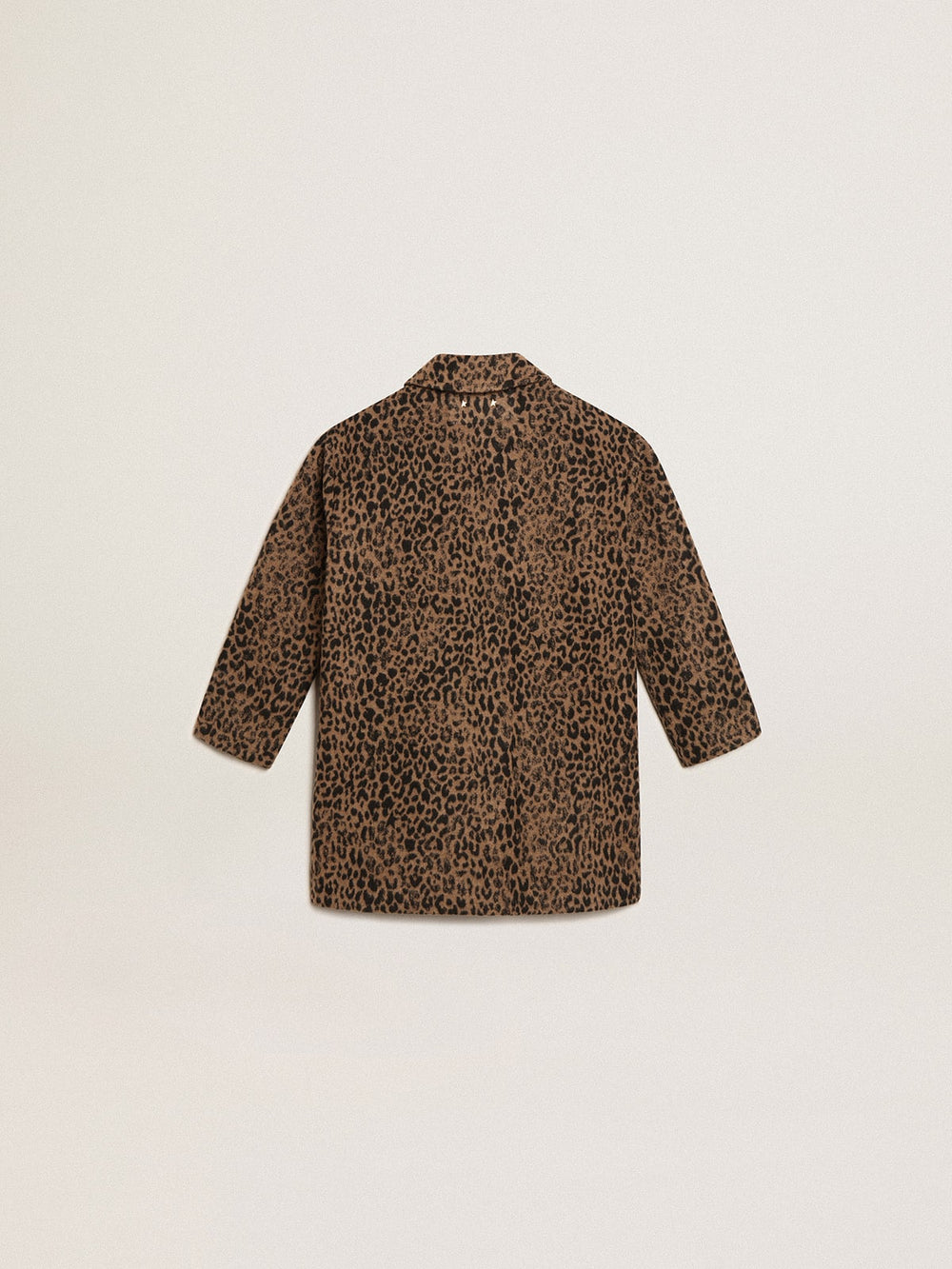 Girls’ single-breasted coat in wool with jacquard animal print