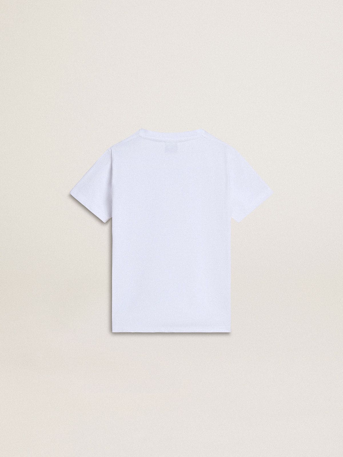 Kids’ white cotton T-shirt with silver print