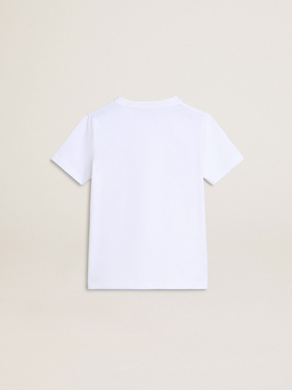 Boys' white T-shirt with multicolored Golden print