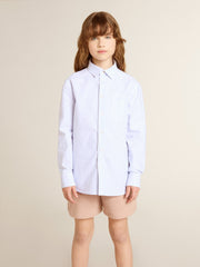 Girls’ striped shirt with embroidered lettering on the pocket