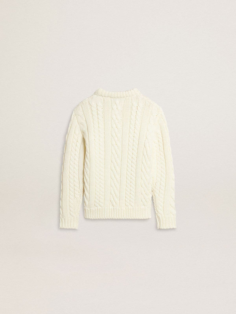 Girls' white wool sweater with pearls