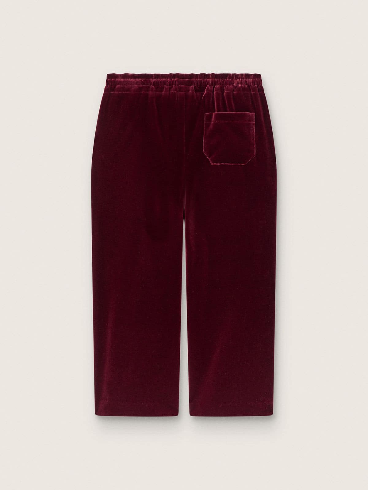 Girls’ burgundy velvet-effect pants with rear pocket