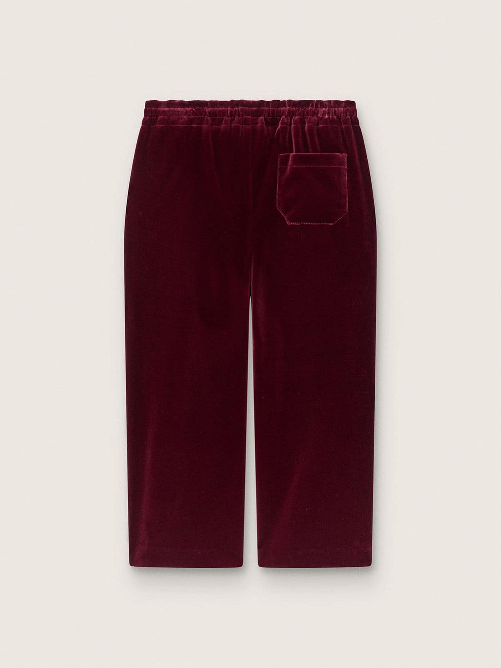 Girls’ burgundy velvet-effect pants with rear pocket