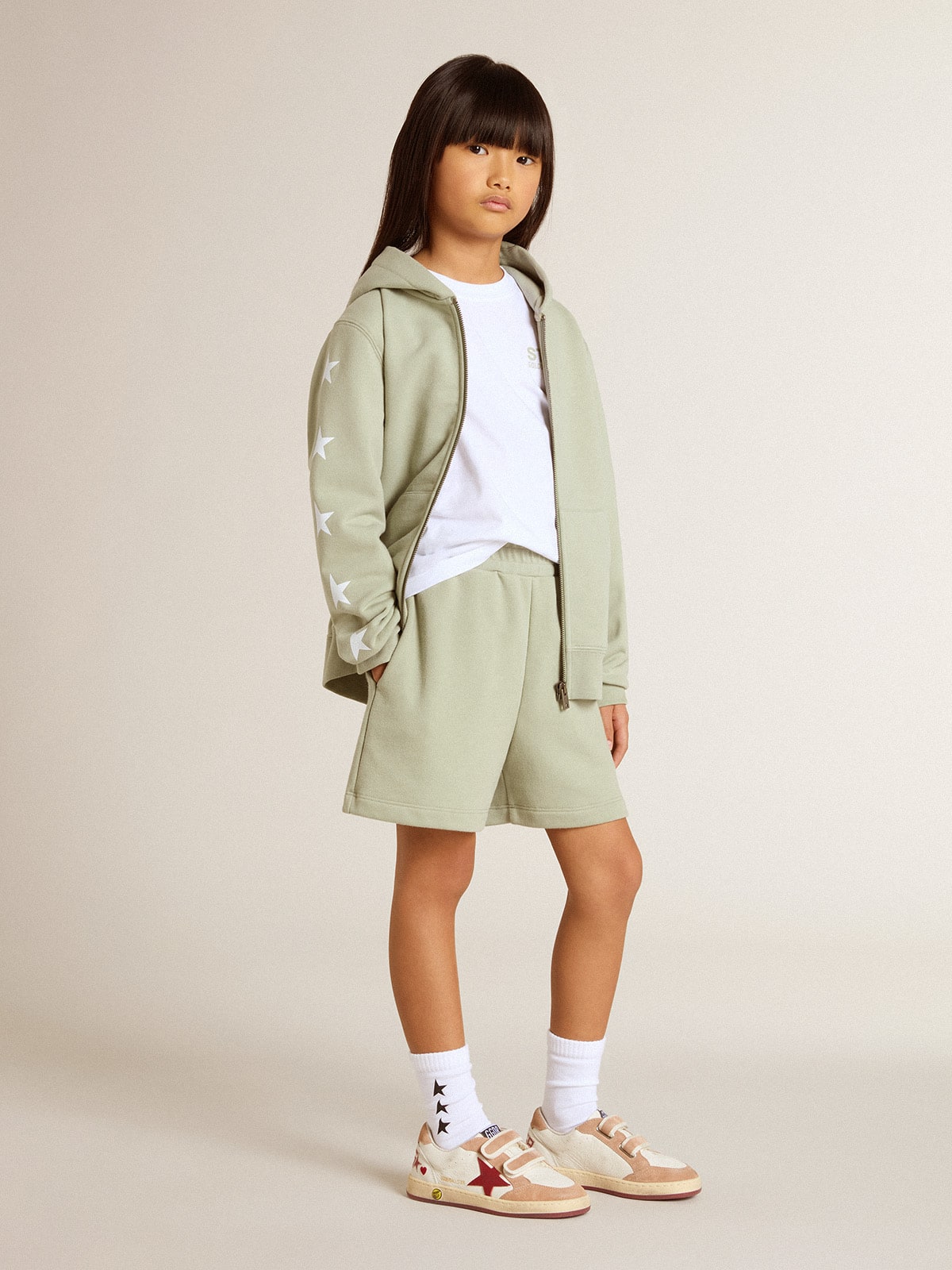 Light green shorts with white star