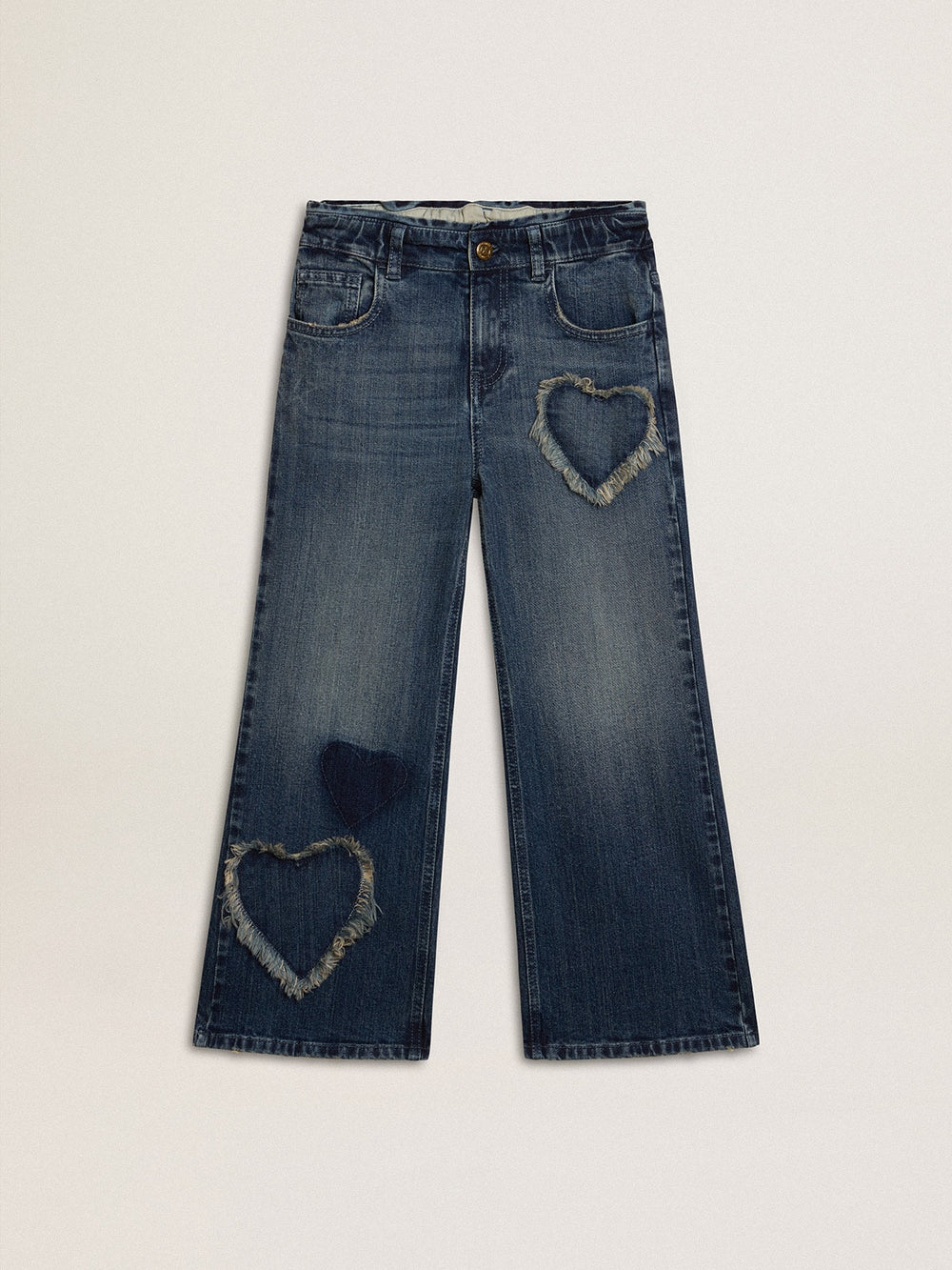 Girls' wide-leg jeans in blue denim
