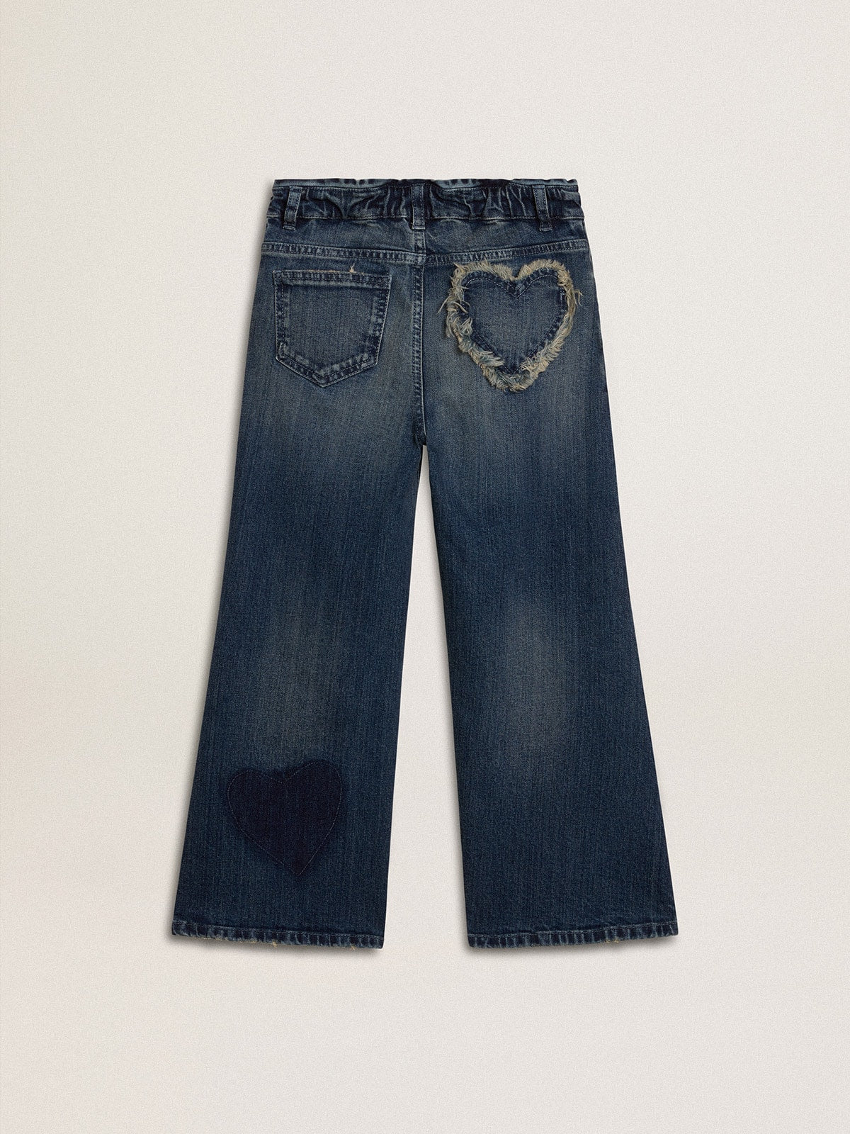 Girls' wide-leg jeans in blue denim