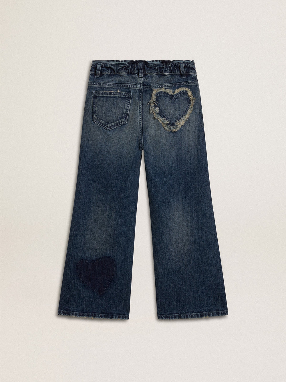 Girls' wide-leg jeans in blue denim