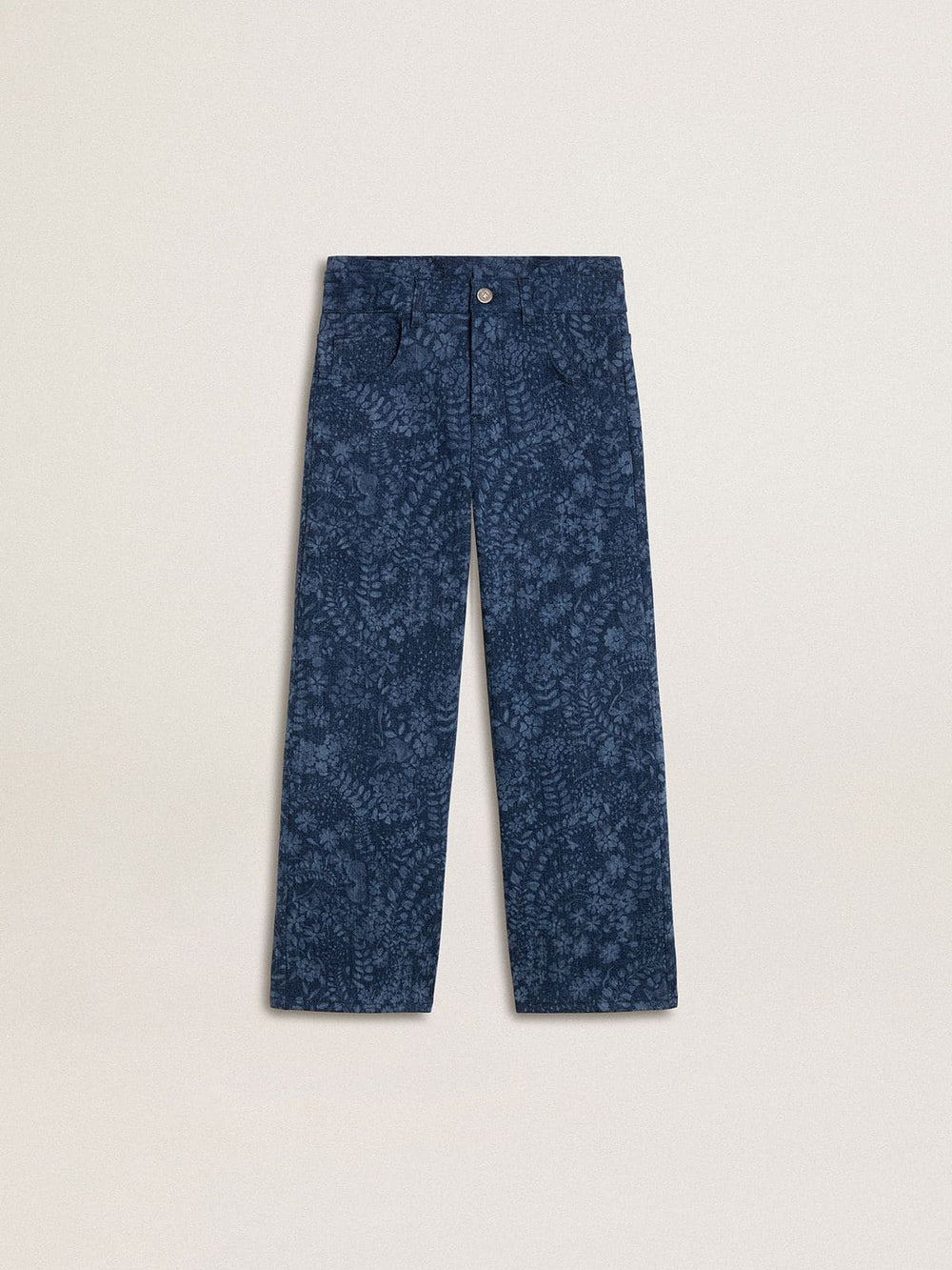 Girls' medium wash wide jeans with print