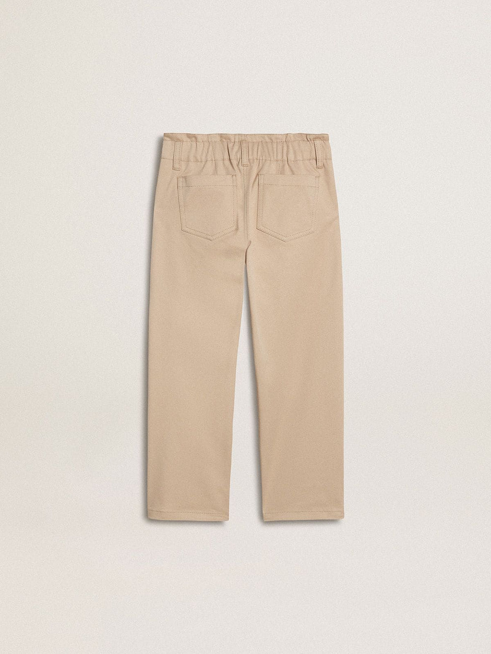Girls' beige cotton pants with embroidery