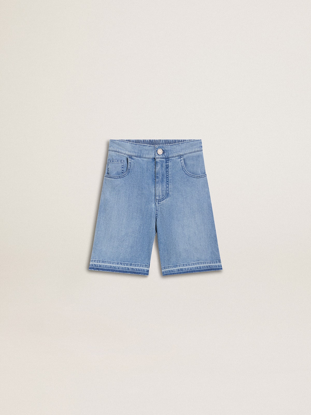 Kids’ denim shorts with embroidery on the back