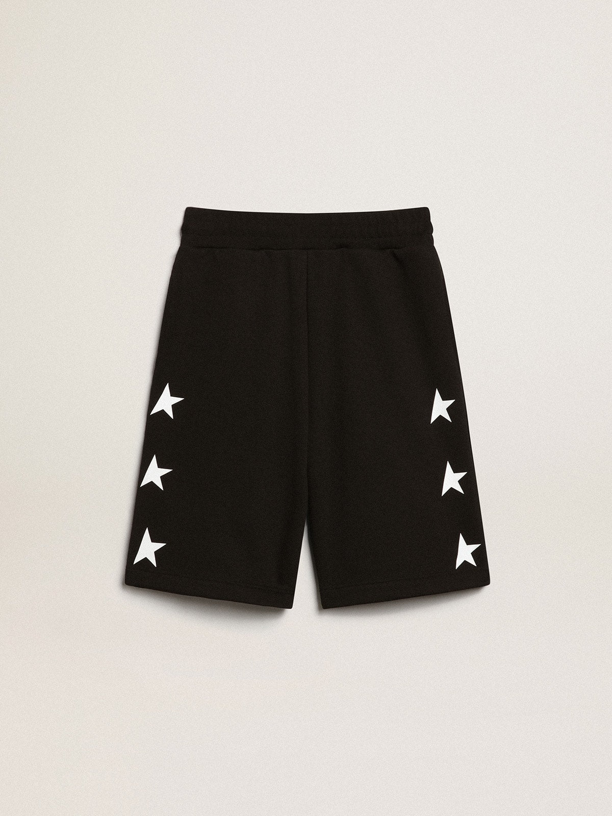 Boys’ black Bermuda shorts with white stars