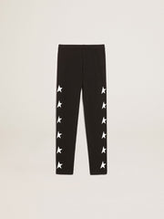 Girls’ black leggings with white stars on the sides