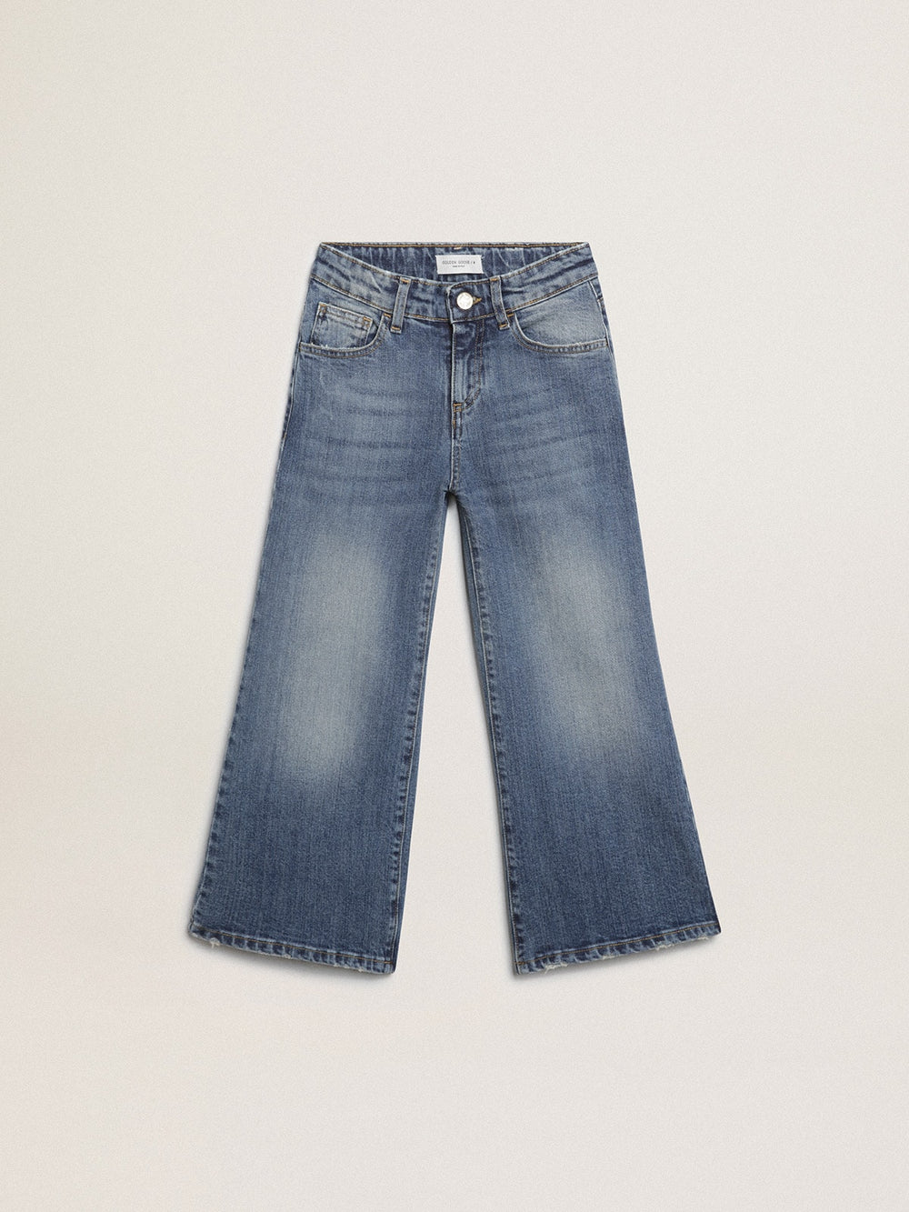 Wide-leg jeans in mid-blue bull denim
