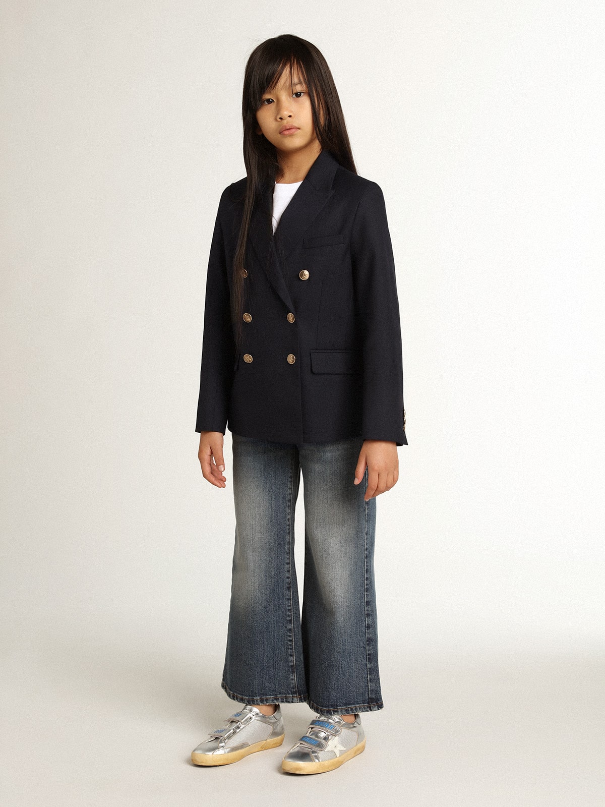 Wide-leg jeans in mid-blue bull denim