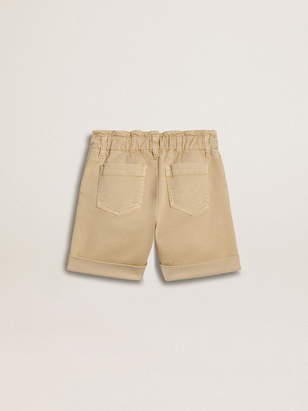 Girls' sand-colored shorts with embroidered logo