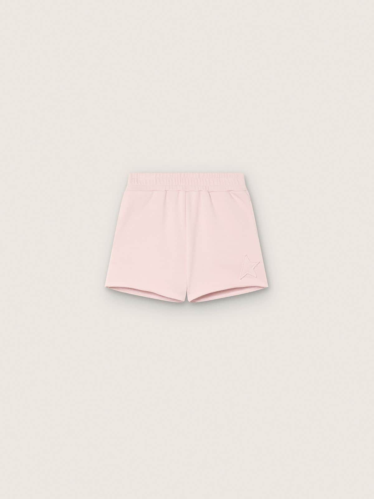 Star girls’ shorts in pink cotton with patch and logo