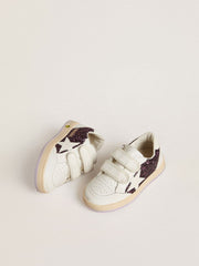 Junior Ball Star in purple glitter with white leather star and heel tab