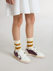 Junior Ball Star in purple glitter with white leather star and heel tab