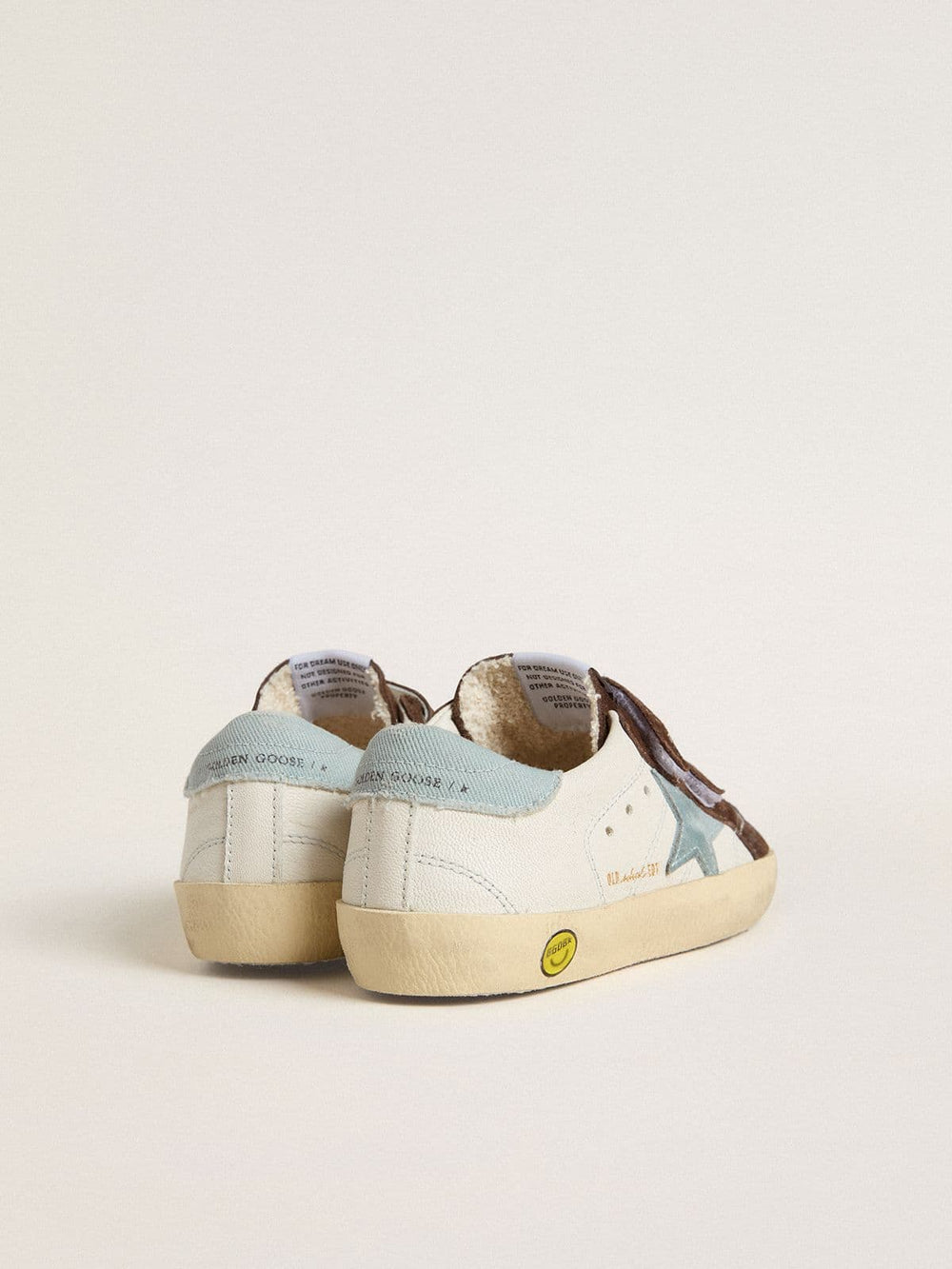 Junior Old School in nappa with light blue suede star and brown suede inserts