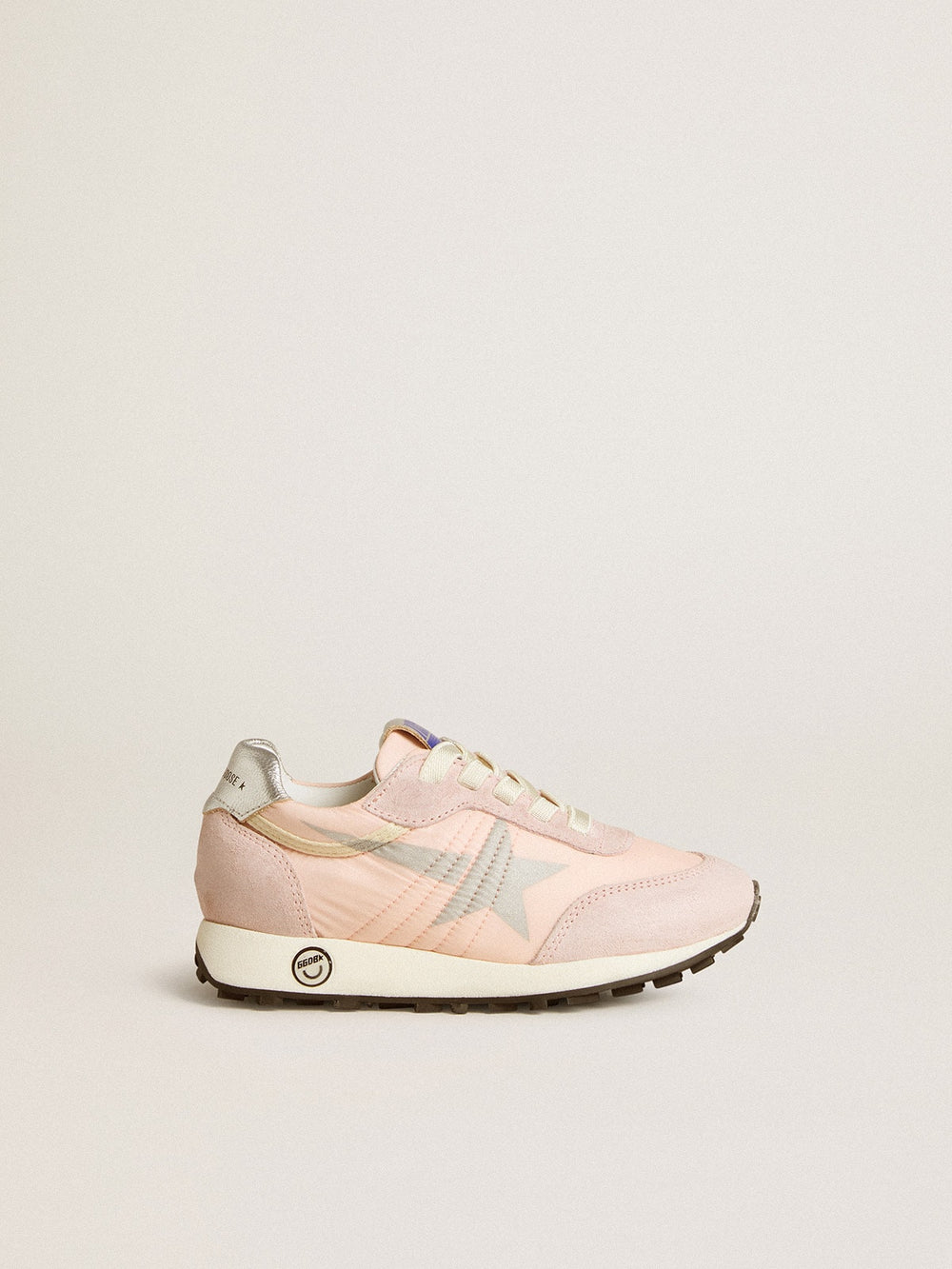 Marathon Junior in pink nylon with printed star and leather heel tab