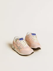 Marathon Junior in pink nylon with printed star and leather heel tab