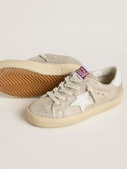 Junior Super-Star in sand-colored laminated-effect suede with white leather star