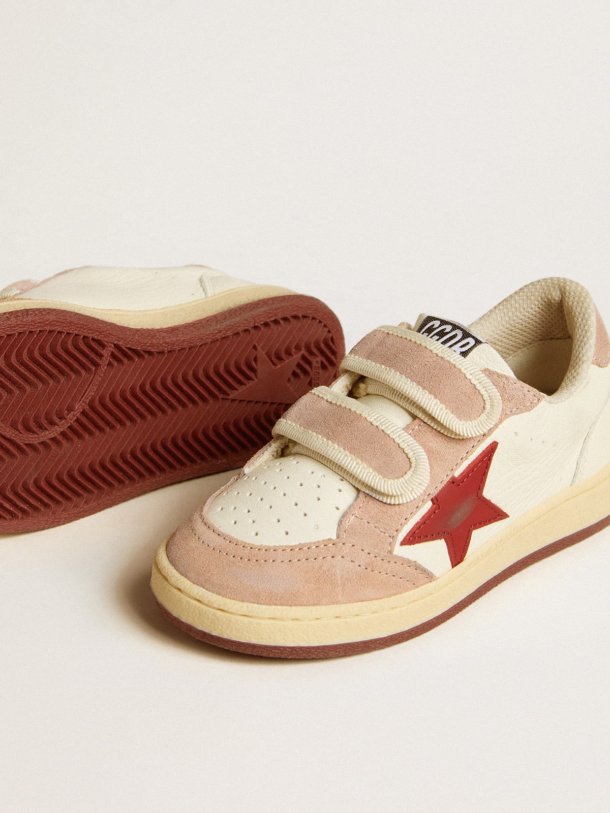 Ball Star Junior in nappa with nappa star and pink suede heel tab