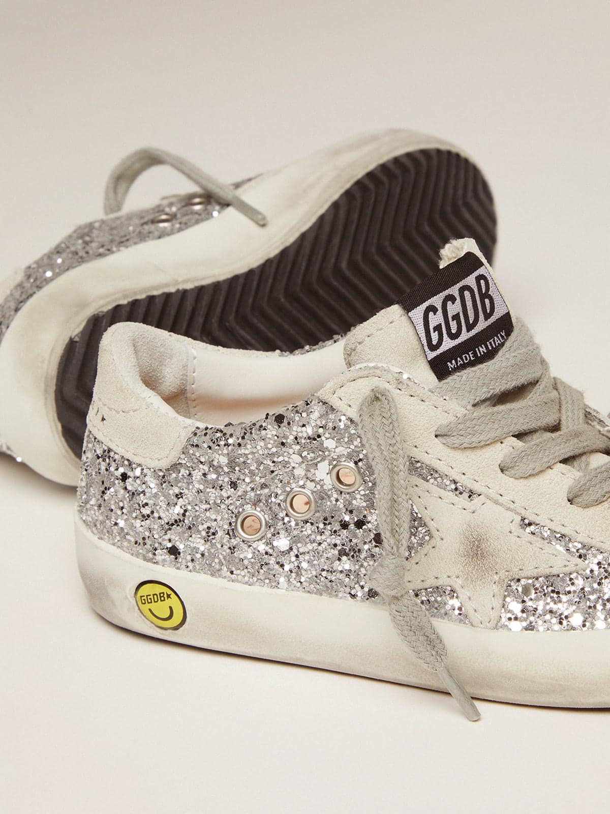 Junior Super-Star with silver glitter and suede details