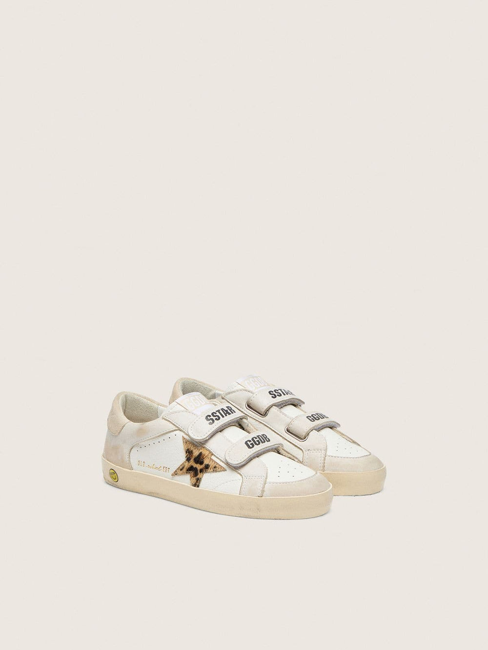Junior Old School in nappa with leopard-print pony skin star and leather inserts