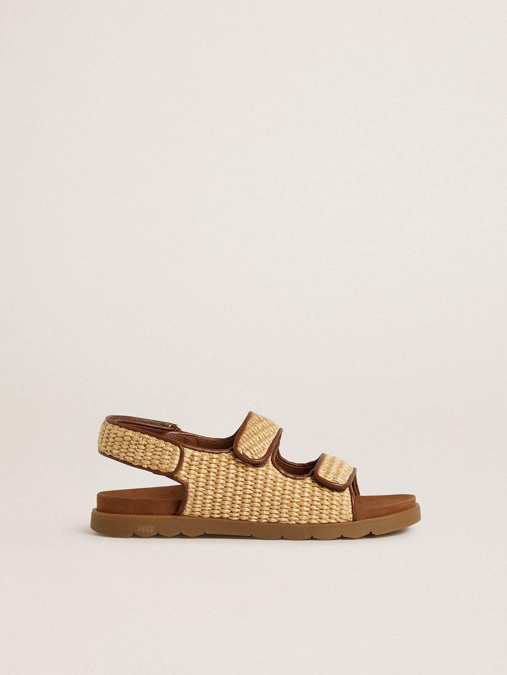 Noa Young sandals in beige raffia and brown leather