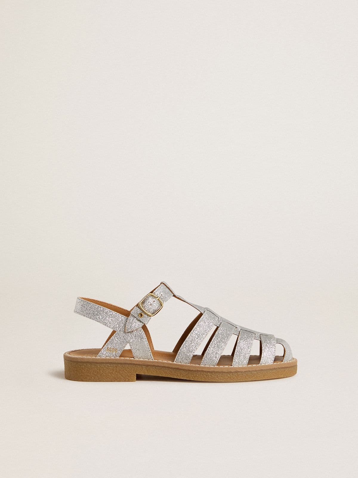Maxime Young sandals in silver micro-glitter