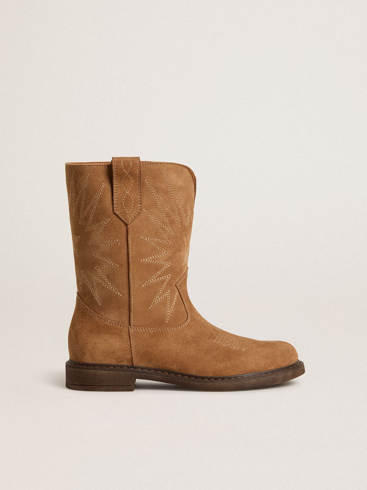 Wish Young boots in camel suede with star embroidery