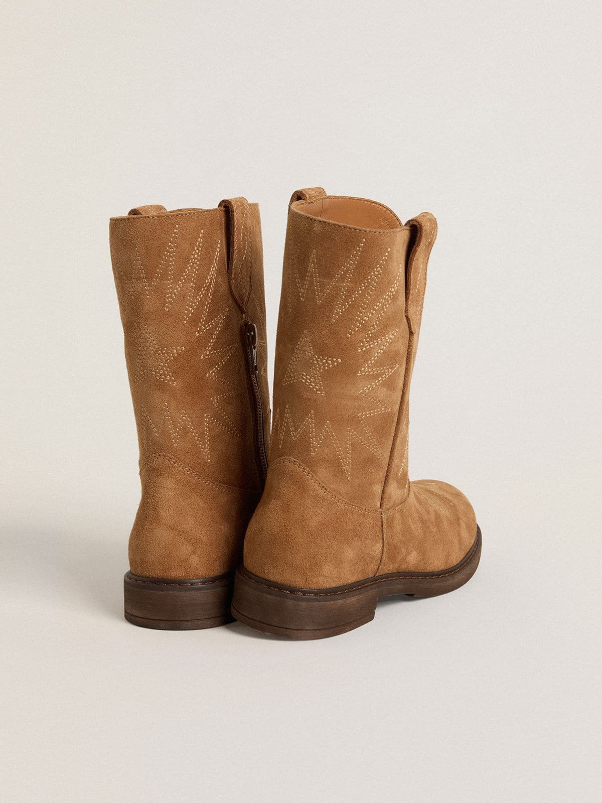 Wish Young boots in camel suede with star embroidery