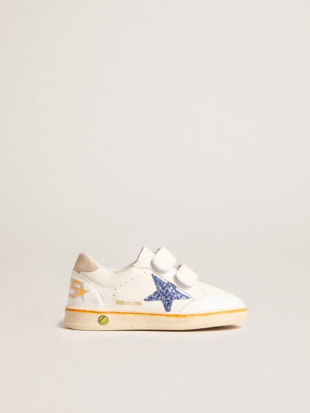 Junior Ball Star with blue glitter star and beige suede heel tab