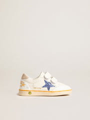 Junior Ball Star with blue glitter star and beige suede heel tab