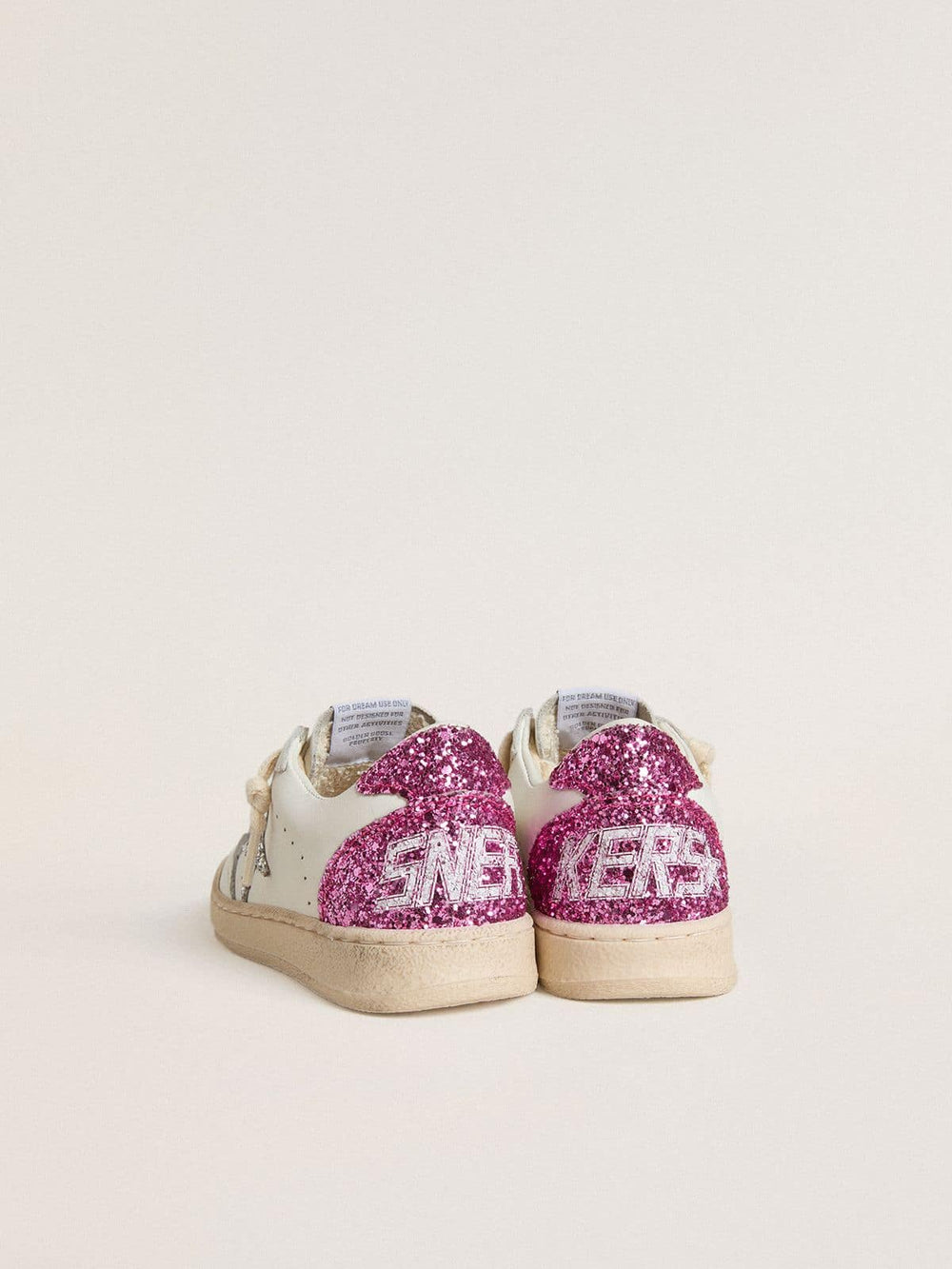 Junior Ball Star with silver glitter star and pink glitter heel tab