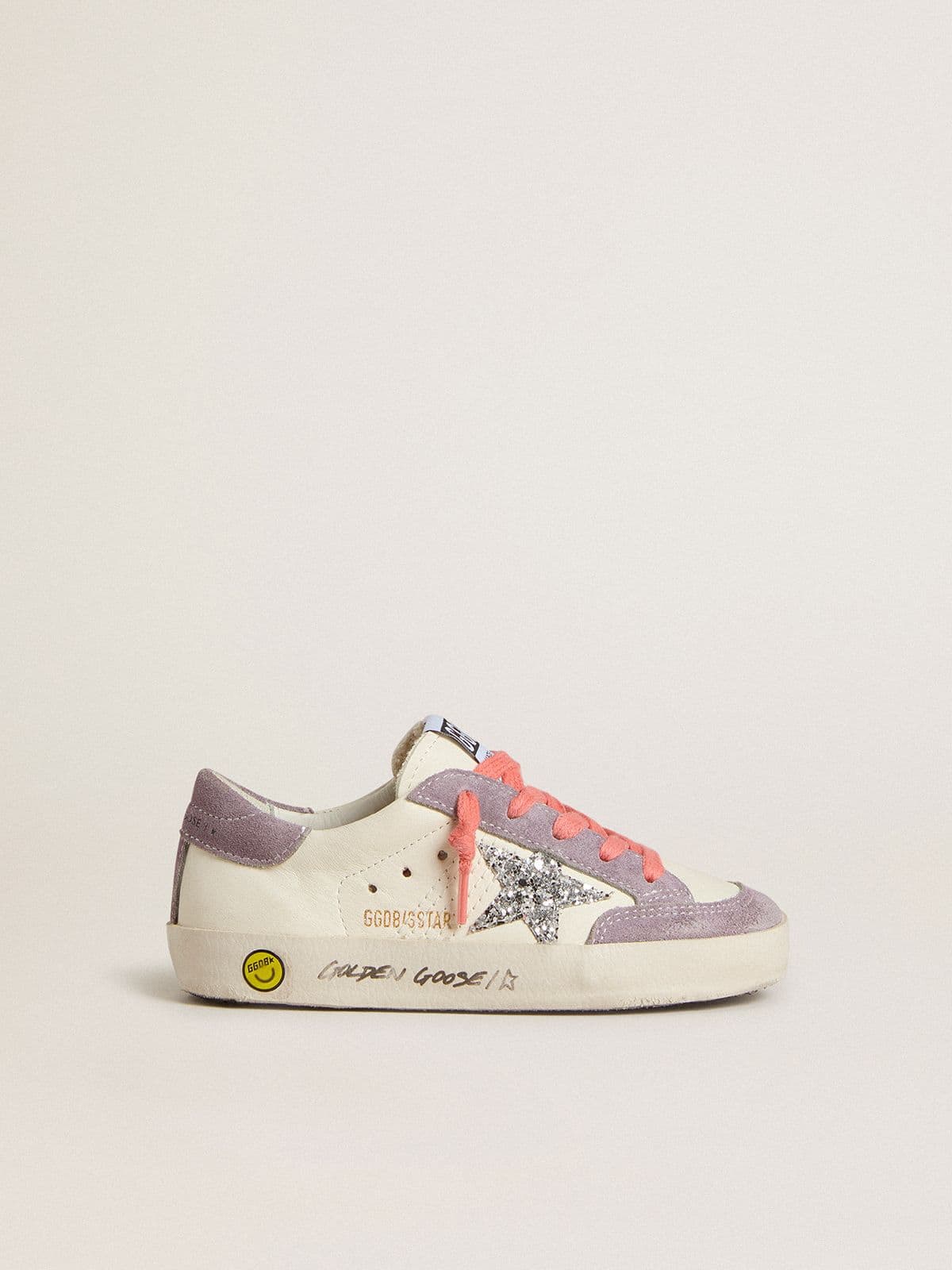 Junior Super-Star with silver glitter star and lilac suede inserts